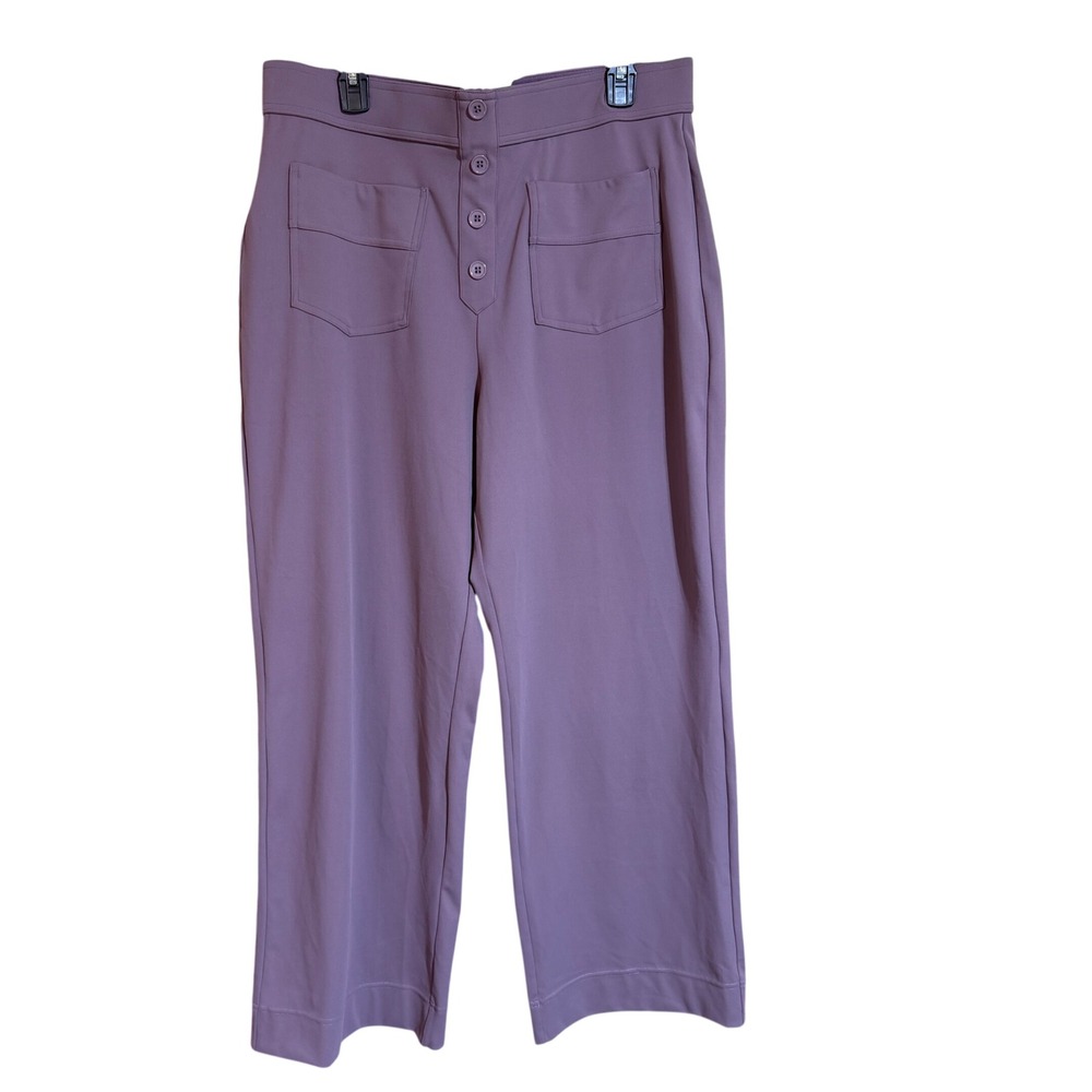 Halara Women 1X Purple High Waisted Wide Leg Button Front Pocket Pants New